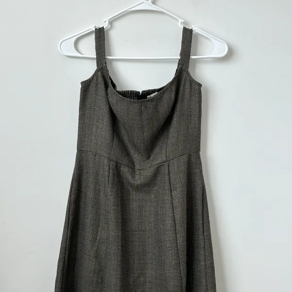 Reformation Stratford Wool Blend Midi Dress in Black Check Size: 4 - Image 5
