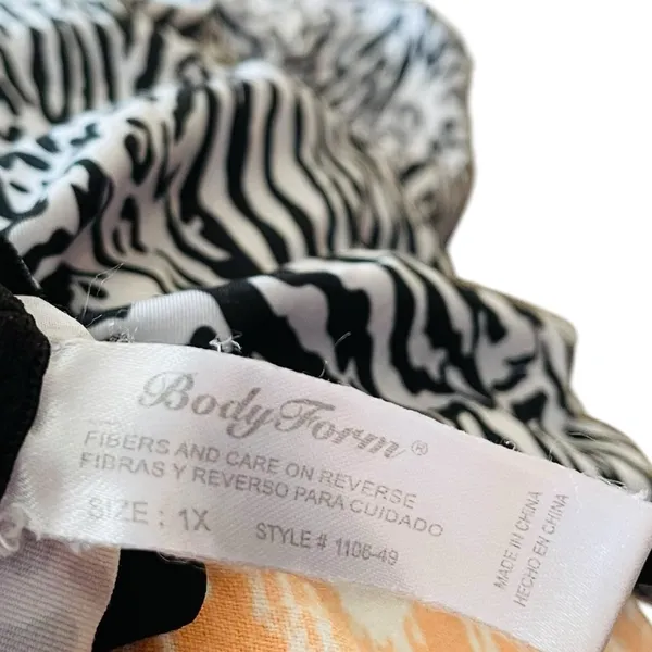 Body Form Y2K Plus Size White Black Zebra Leopard Print Lingerie Mini Slip Dress - Image 3
