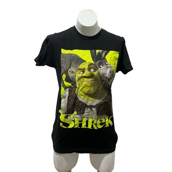 Hot Topic Shrek & Donkey T-Shirt Mens Size S Black Graphic Crew Neck - Image 4