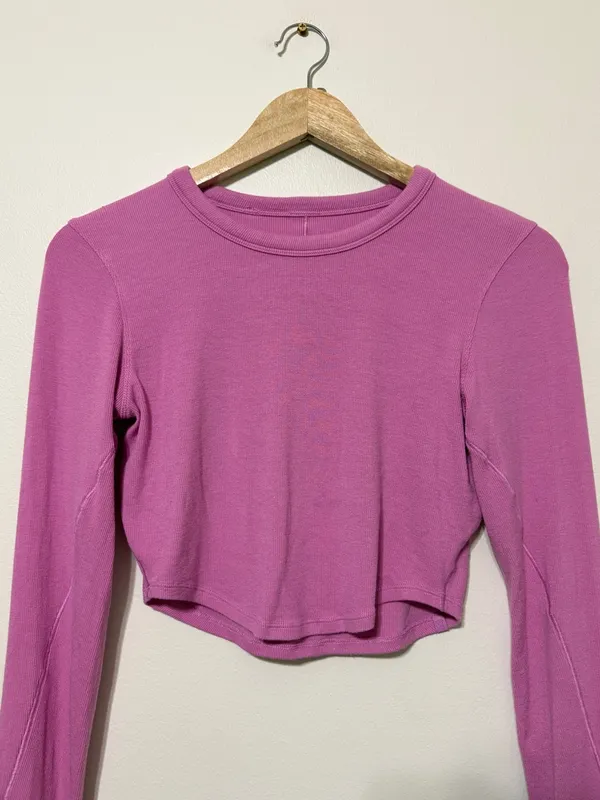 Lululemon Hold Tight Cropped Long-Sleeve Shirt Pink Purple Size 6 - Image 3