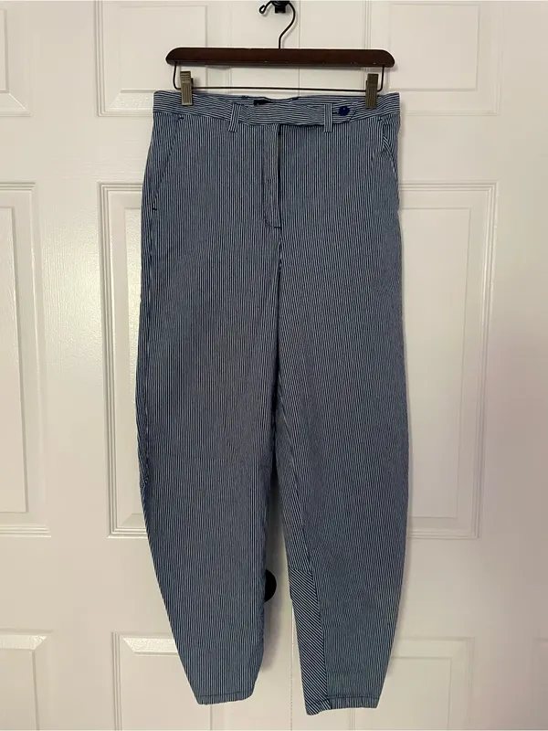 Nw/oTags Built by Wendy Angle Trousers Barrel Leg High Waist Engineer Stripe M - Image 7