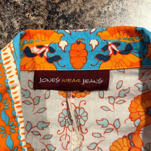 Jones Wear Top Floral 70s Boho Western Pearl Snap Hippie Festival Retro Country‎ Size Large - Image 4