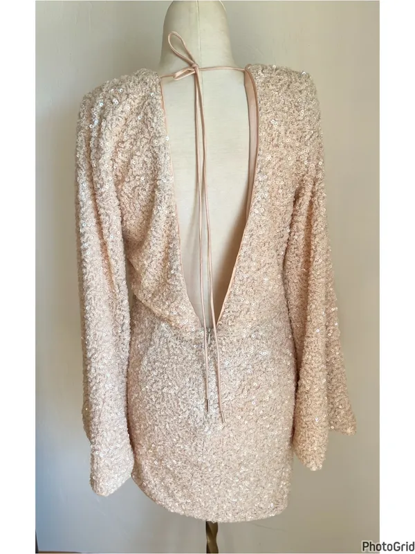 Michael Costello X Revolve Valerie Sequin Long Sleeve Dress Small - Image 3