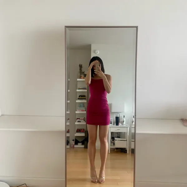 Tiger Mist Sexy Magenta Ruched Mini Dress- S - Image 6