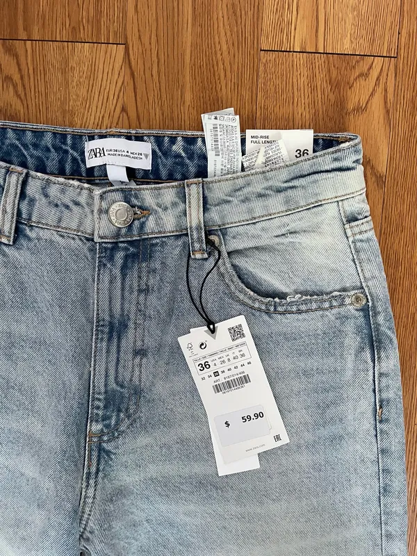 Zara high waisted super wide light blue jeans nwt - Image 6