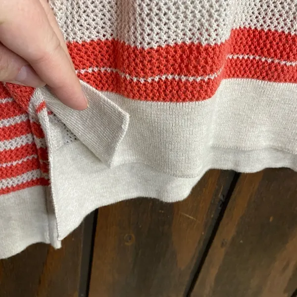 Sanctuary Striped Open Knit Sweater Size Large Cream Orange - Image 6