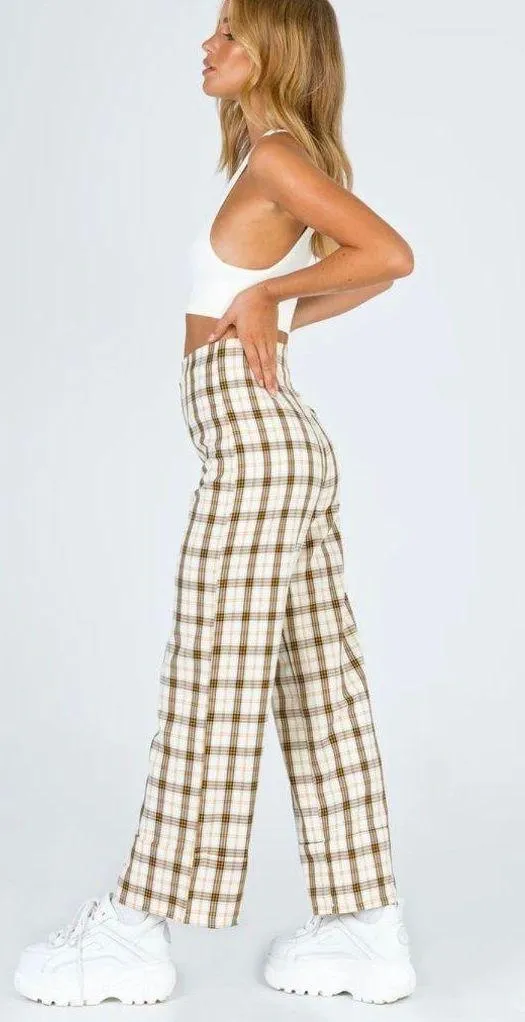 Princess Polly Euro Pants Yellow Check - Image 3