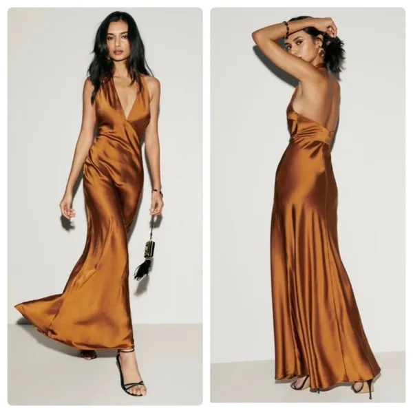 Reformation Daniela Silk Dress Copper size 0 silk C0 - Image 2