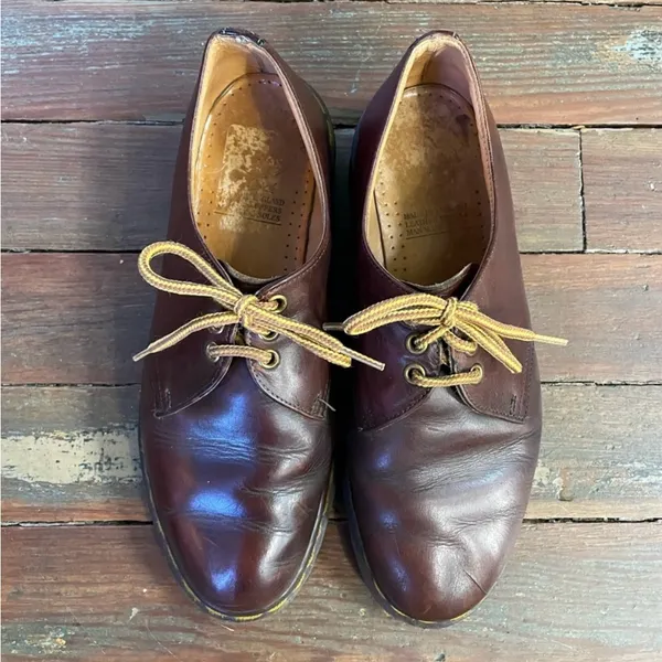 Rare 80’s DR. MARTENS Made in England 3-eye Brown Oxfords AW 1484 - M 9, W 10 - Image 3