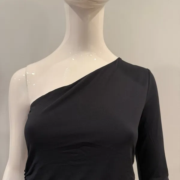 Abercrombie Long-Sleeve Slinky Jersey Asymmetrical Ruched Top - Black - Image 4