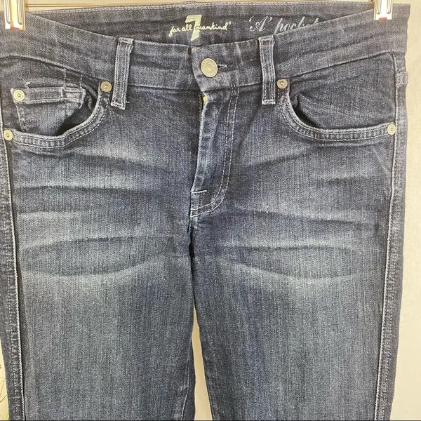 A Pocket Flair hem Low Rise Blue Jeans By 7 For All Mankind 28 - Image 5