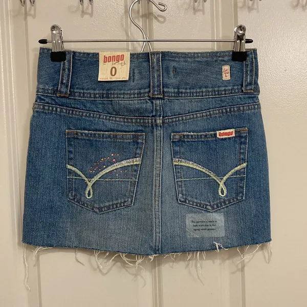 Bongo NWT  Distressed Rhinestone Denim Micro Mini Skirt - Image 4