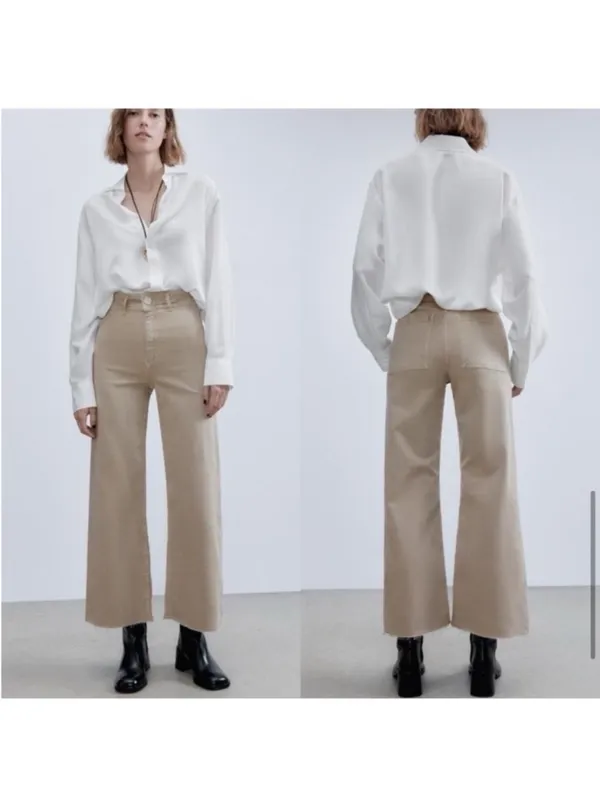 Zara The Marine Straight Jeans Tan - Image 2
