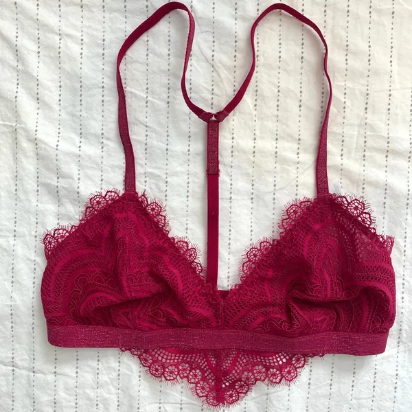 Free People Swept Away Bralette Sz Small Valentine's Day Eyelash Lace Adjustable - Image 2
