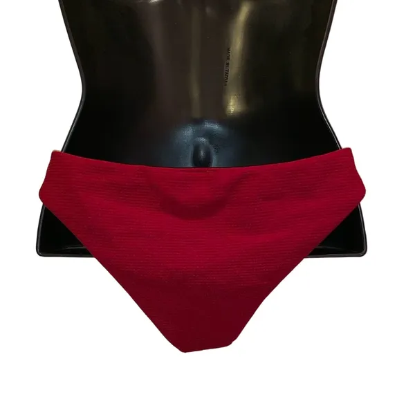 NWT‎ Red Ribbed Bikini Bottoms Women’s Small High Cut Swim Bottom - Image 3