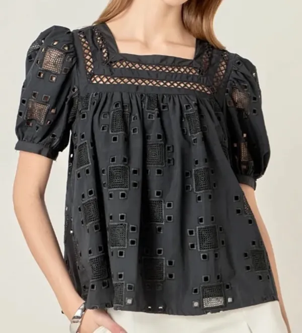 English Factory Square Neck Embroidered Top - Image 2