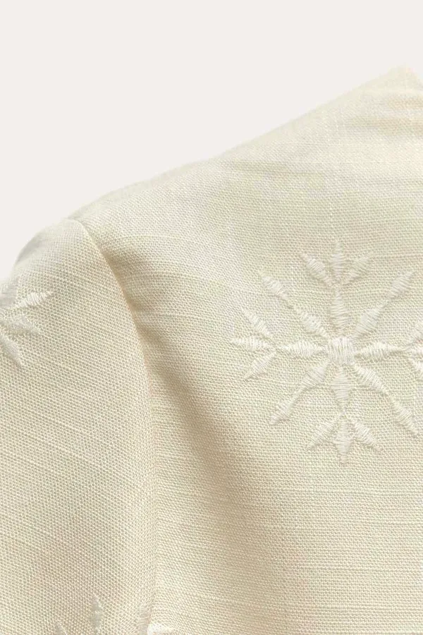 Zara NWT ZW COLLECTION ECRU linen blend EMBROIDERED MINI DRESS size M - Image 3