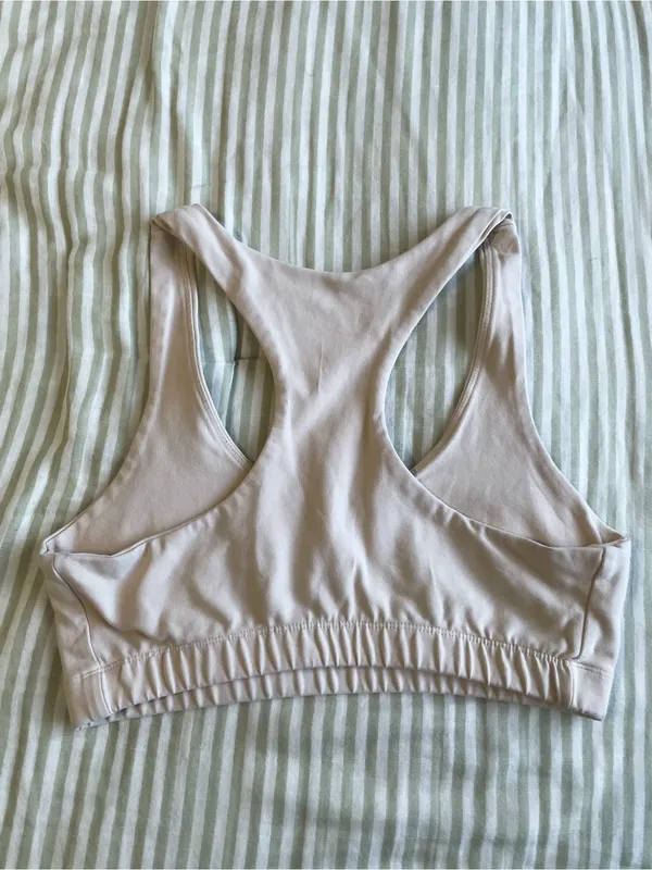Mate The Label Organic Stretch Sports Bra Size Small Organic Cotton Cream Bone - Image 3