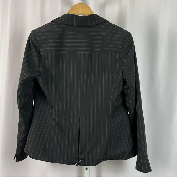 NEW George Size 4 Stripe One Button Blazer Twill Jacket Black - Image 2