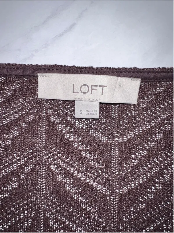 Women's LOFT Brown Ruffle Front Cardigan Sweater Size S - Image 6