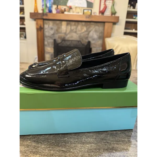 Kate‎ Spade New York BLACK CRINKLE PATENT Women's Genevieve Loafer Size 5.5 - Image 5