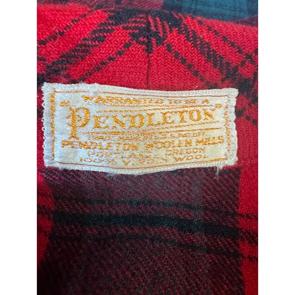 1960s Pendleton “49er” Wool Jacket – Vintage Red & Green Tartan Plaid – XS/S - Image 7