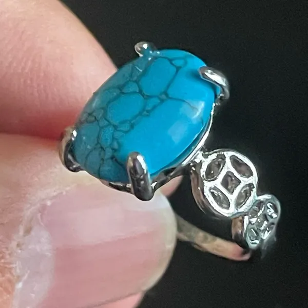 Women turquoise stone S925 silver ring size 7.5 - Image 7