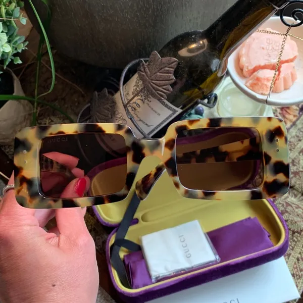 Authentic GUCCI 48mm Rectangular Tortoise Acetate sunglasses - Image 9