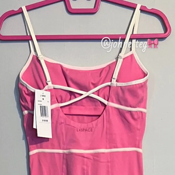 L*Space Ace Jumpsuit Pink Taffy & Cream Sporty Anthropologie Pilates Yoga Small - Image 6