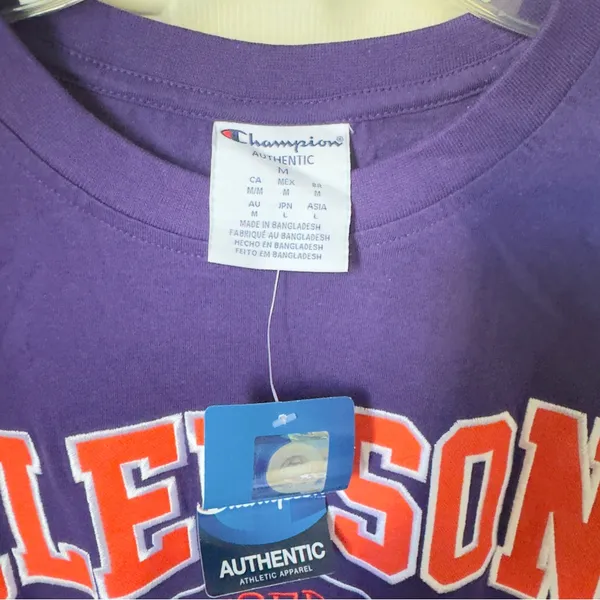 Champion Authentic Medium Purple‎ Clemson Tiger Tee Shirt NWT - Image 4