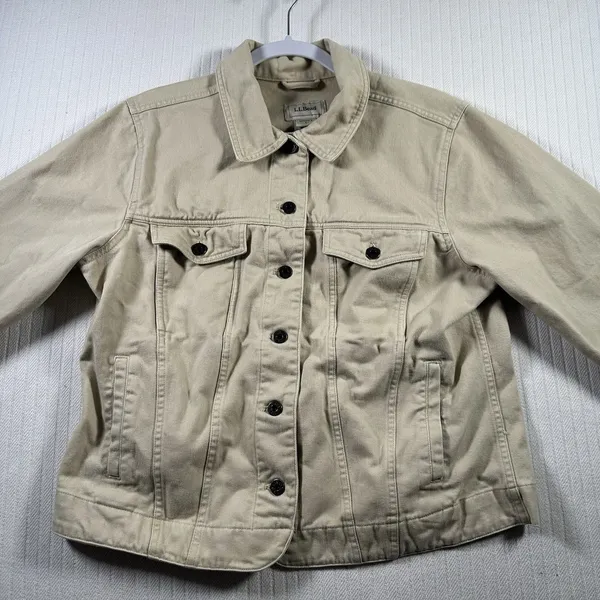 L.L.Bean Women’s Petite XL Jacket Khaki Brown Canvas Utility Field Coat - Image 2