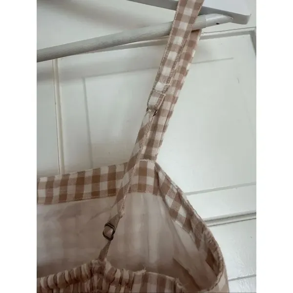 Abercrombie & Fitch checkered gingham tan mini dress size xs - Image 7