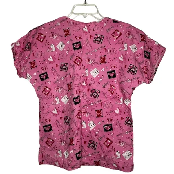 Valentine's Day Scrub Shirt Red Size L - Image 3