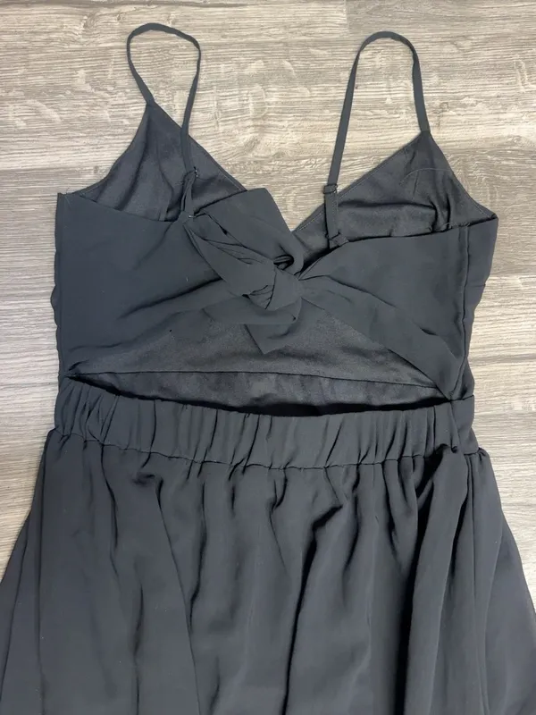 Boohoo Night Black Chiffon Open Back Tie Maxi Dress Size US 6 - Image 7
