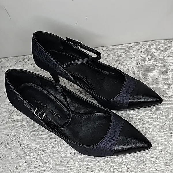 Shoes of Prey leather point toe blue and black ankle strap heels sz 6.5 - Image 2