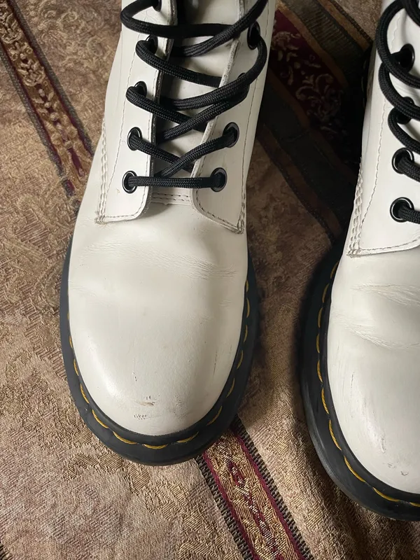 Dr. Martens White Combat Boots with Black Laces  - Image 6