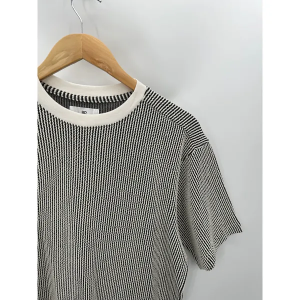 BP Shirt Women XXS NWT Black White Stripe Crew T-Shirt Tee‎ Minimal Oversized - Image 3