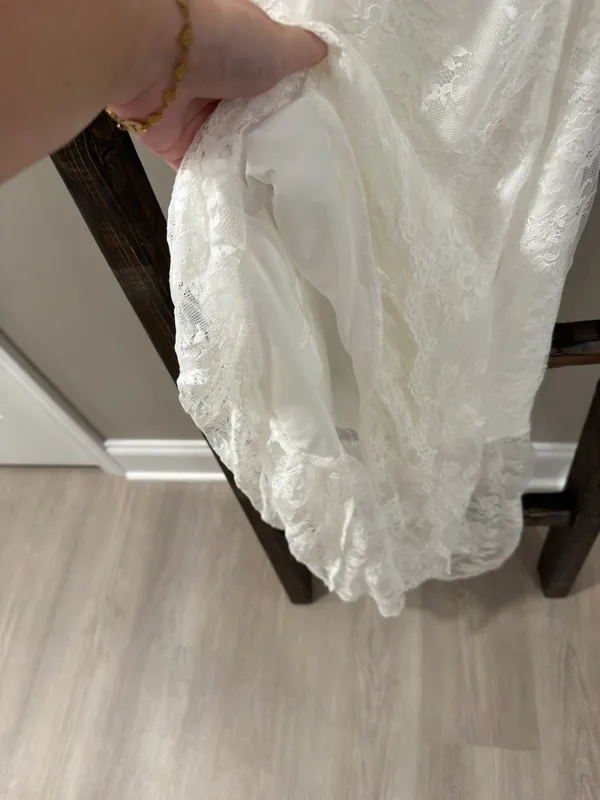 Storia White Lace Asymmetrical Maxi Dress - Image 6