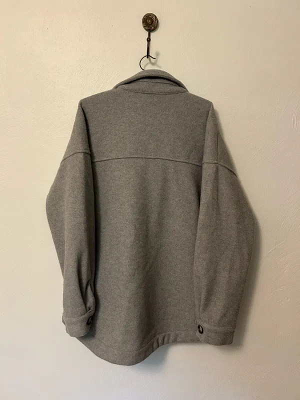 Boutique Gray Fleece Button Down Jacket - Image 2