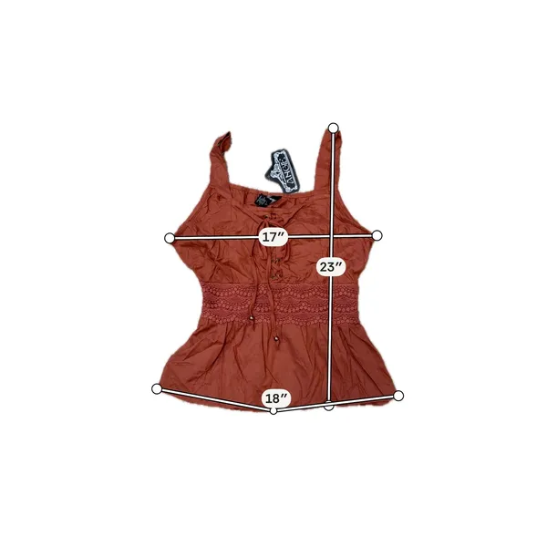 NWT Boho Lace Up Peplum Cami Top Rust Orange Crochet Waist Angie Small - Image 5