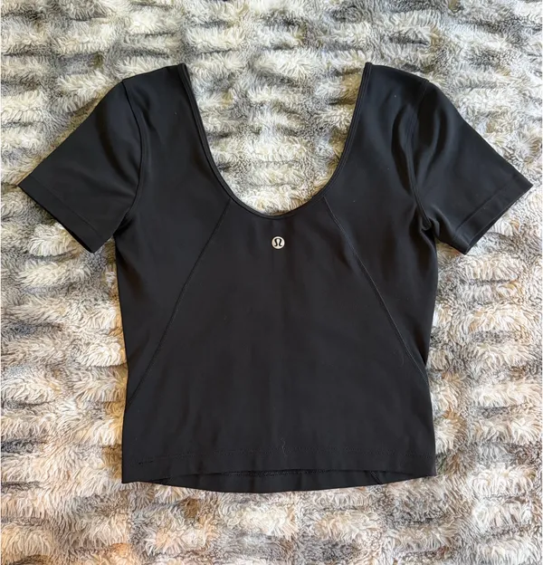 Lululemon Wunder Under Smooth Cover Square Neck T-Shirt - Black Size 2 - Image 2
