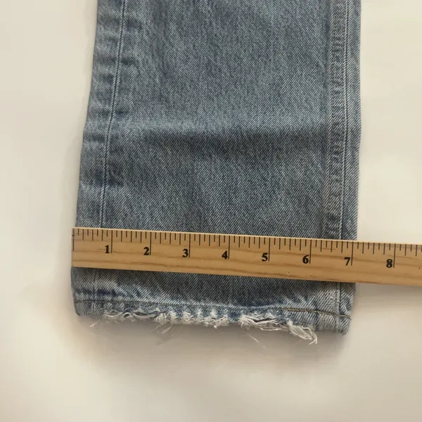 Agolde Women's 90's Mid Rise Distressed Jeans Light Blue Button Fly Size 24 - Image 5