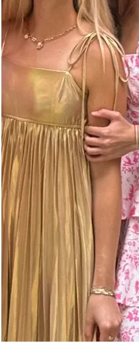 Gold pleated maxi dress - Image 2