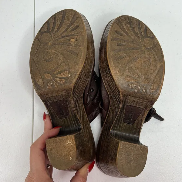 Born Sz 40.5 US 9 Ibra Moro Leather Mule Buckle Block Heel Clogs Metallic Bronze - Image 13