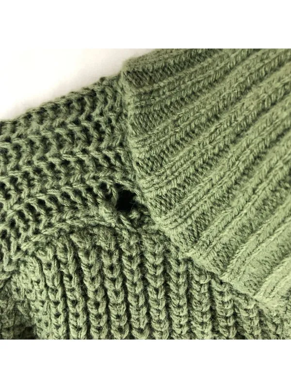 Topshop Womens Sweater Chunky Knit Full Zip Cardigan Green M 8-10 - Image 2