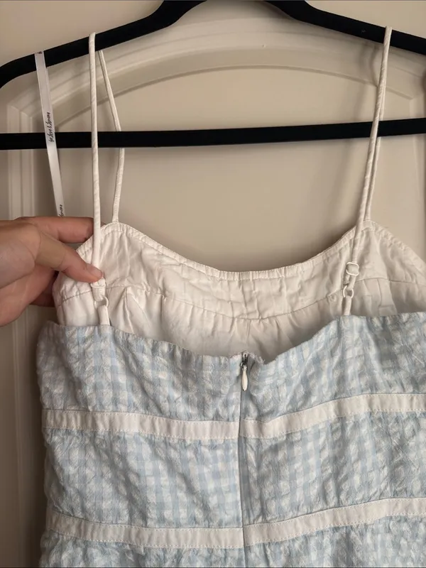 FOR LOVE and LEMONS georgia midi dress in blue gingham - Image 11