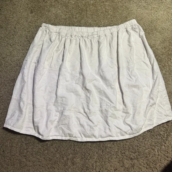 Catherines Womens White Seersucker Tiered Midi Skirt Plus Size‎ 2X Elastic Waist - Image 2