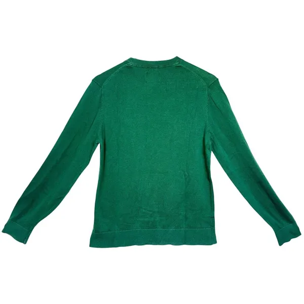 Abercrombie & Fitch Green Pima Cotton White Logo Pullover Crew Neck Sweater Sz S - Image 3