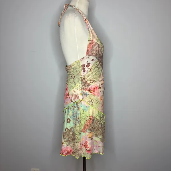 Shein - Backless Halter Neck Asymmetrical Hemline Sleeveless Print Dress - Image 2