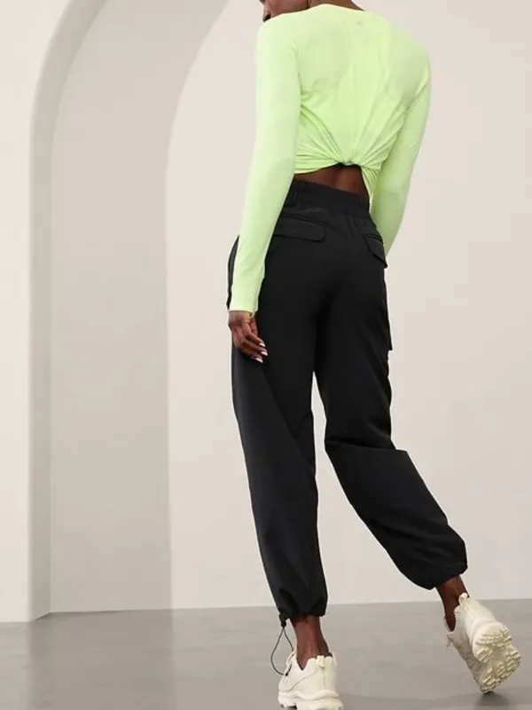 Athleta Boundless Cargo Jogger Pants Black Medium Ripstop - Image 2